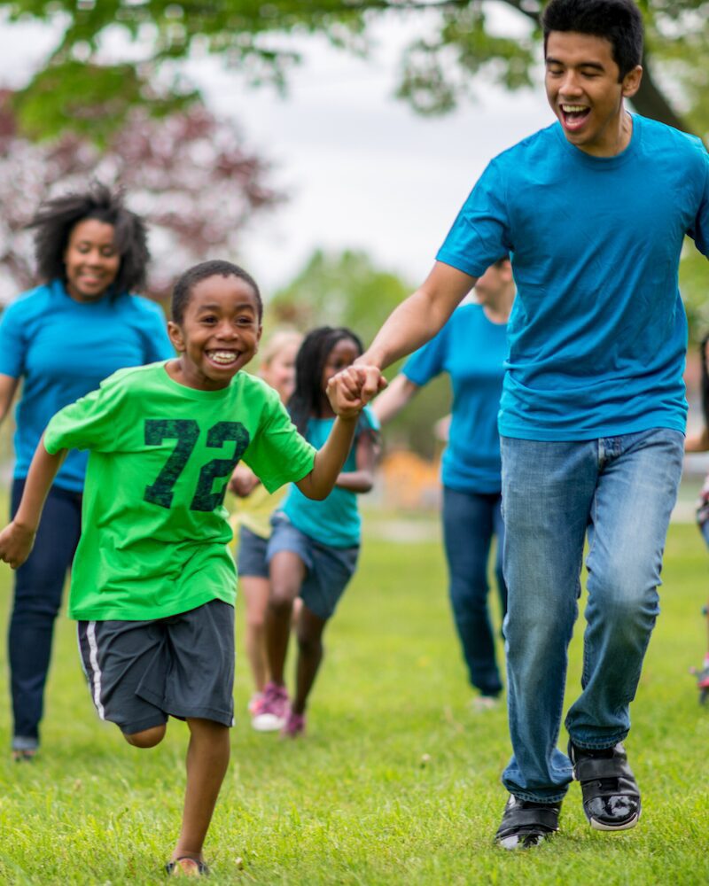 happy children playing outside