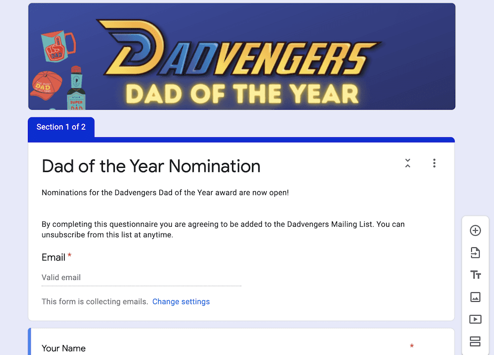 Dad of the Year Nomination Form
